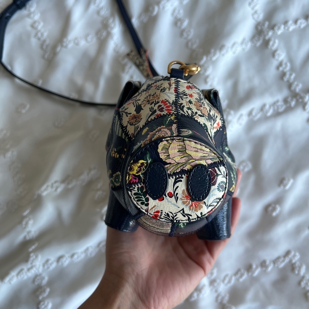 Rare Tory Burch Peggy the Pig Navy Patchwork Mini Bag​​ - Picture 4 of 9